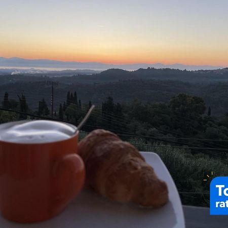 Schönes Familienappartement in Pelekas, Corfu mit Meerblick Exterior foto