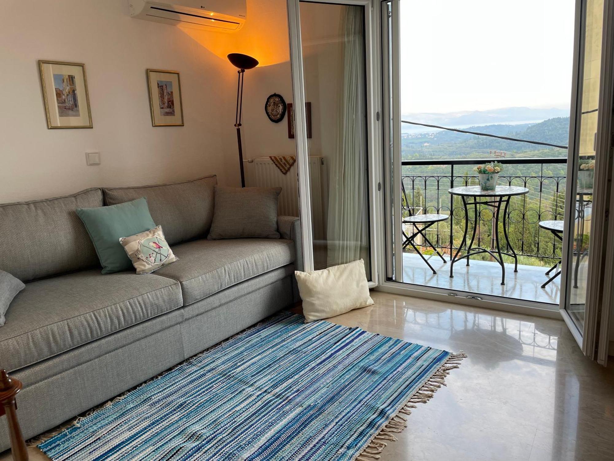 Schönes Familienappartement in Pelekas, Corfu mit Meerblick Exterior foto